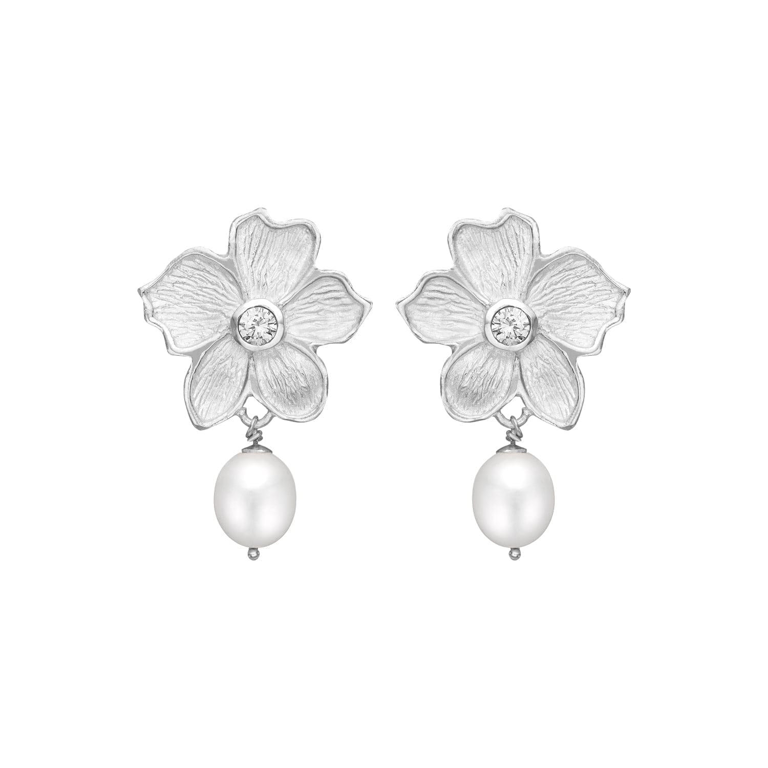 Poppy Zirconia   Pearl     ørestikkere