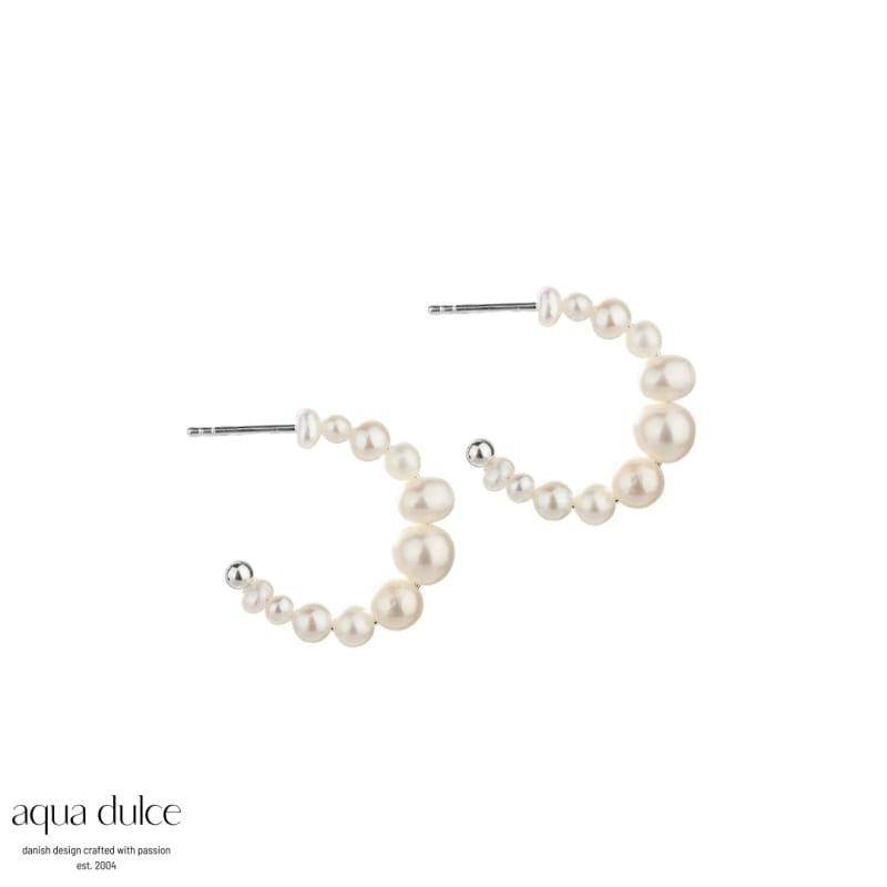 Pretty Pearl Hoop Small    Silver