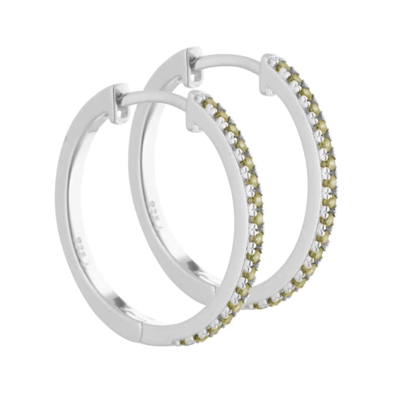 Ronja 20 Mm  Creoler   Sterling Sølv Med Oliven Zirkonia