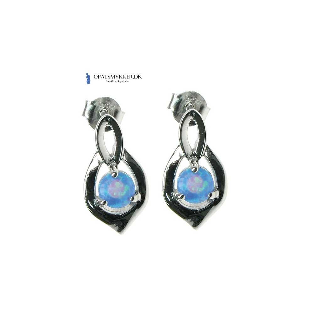 Skjold Opal øreringe Med Blå Opal Sten  925 Sterling Sølv   Rhodium Belægning
