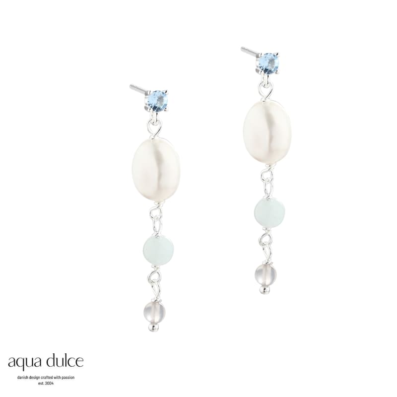 Sky Blue Pearl Earstud   Silver