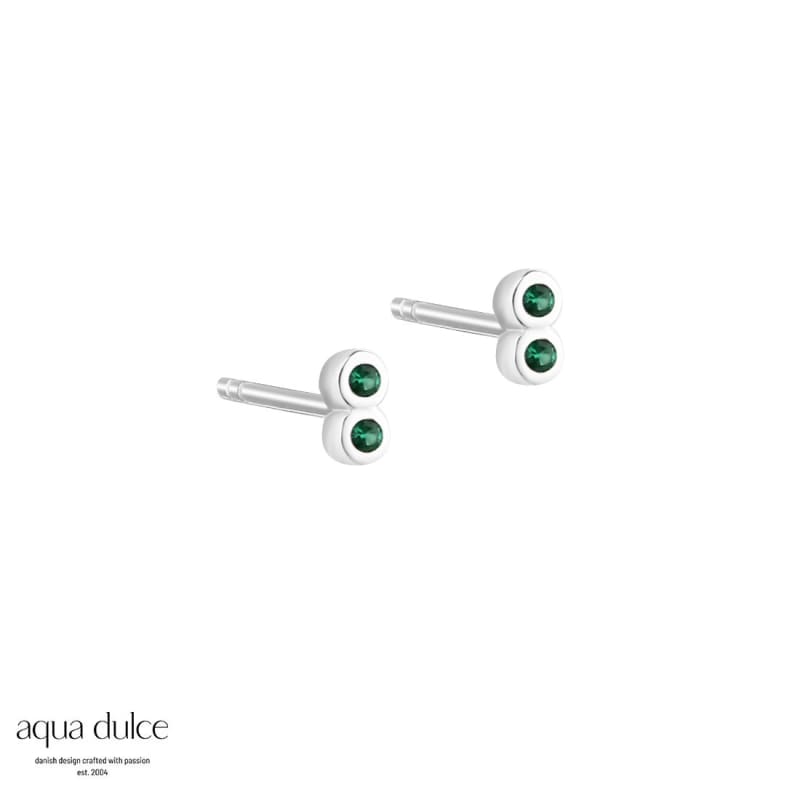 Tiny Green Earstud   Silver
