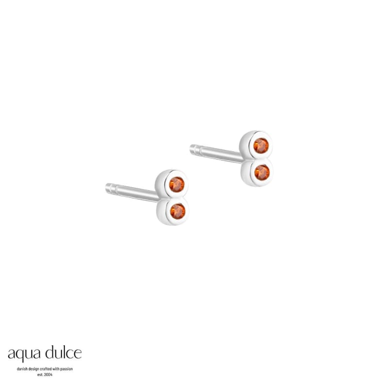 Tiny Orange  ørestikker   Sterling Sølv Med   Små Orange Zirkonia