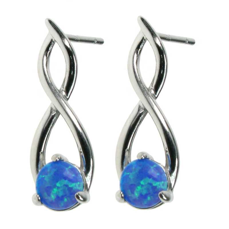 Twister Opal øreringe Med Blå Opal Sten  925 Sterling Sølv Og Rhodium Belægning