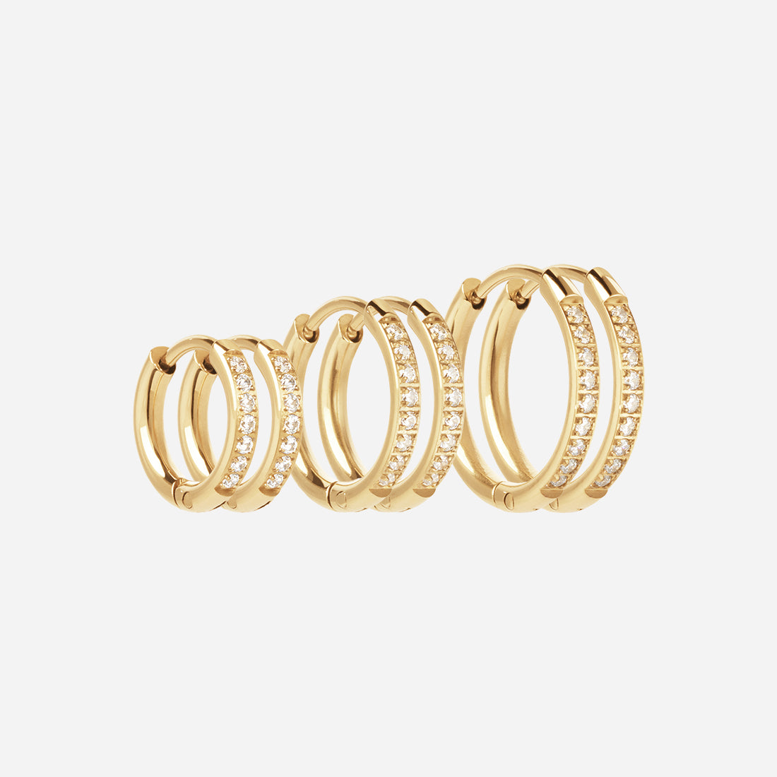 Zircon øreringe 18k Guldbelagt 12 14 16mm