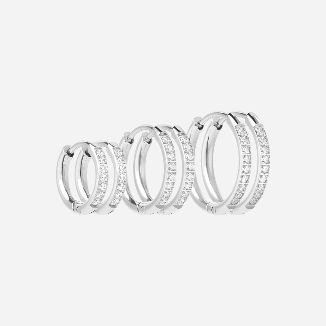 Zircon øreringe Sølvfarvet 12 14 16mm
