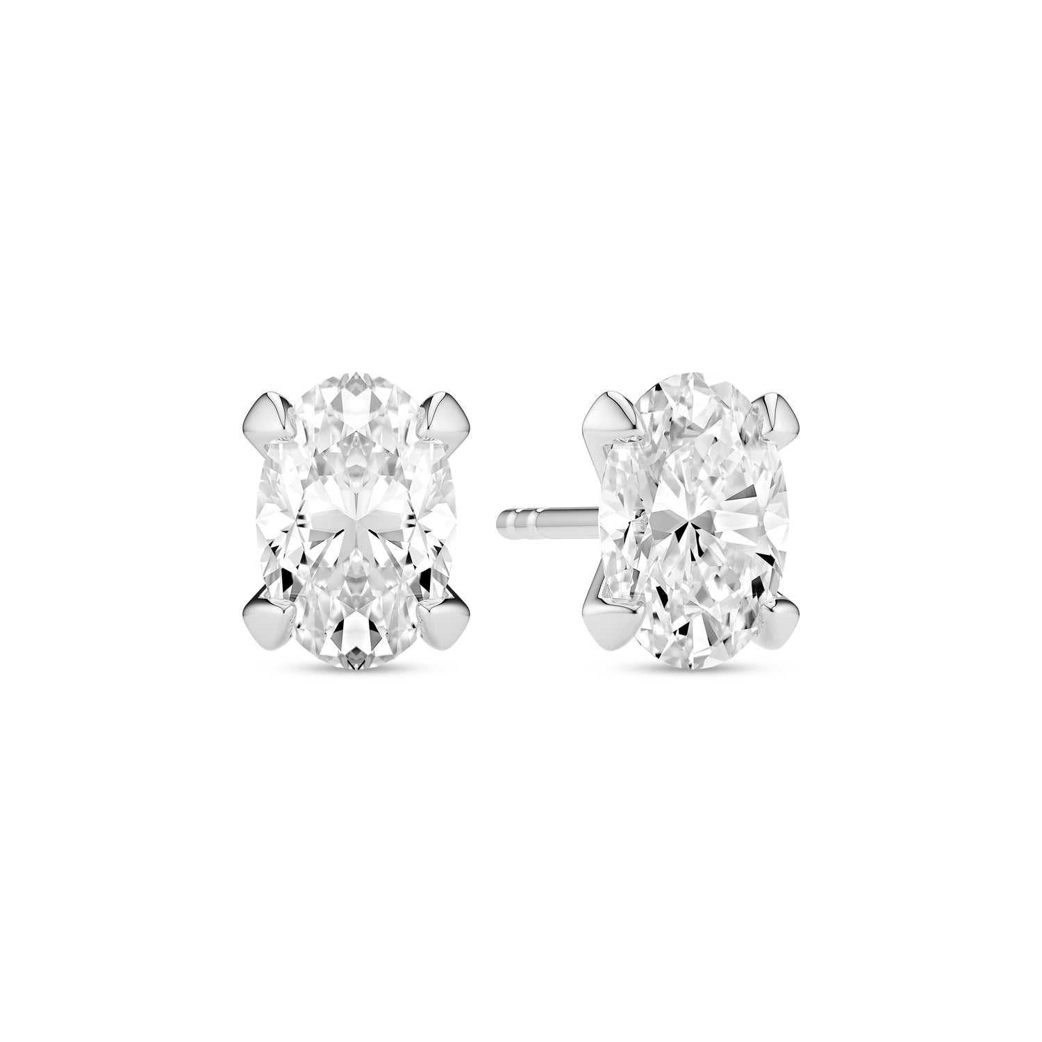 øreringe Grace Ovale Solitaire 14 Kt  Guld El  Hvidguld   00 Ct Tw  -  Vs Lab-grown Diamanter